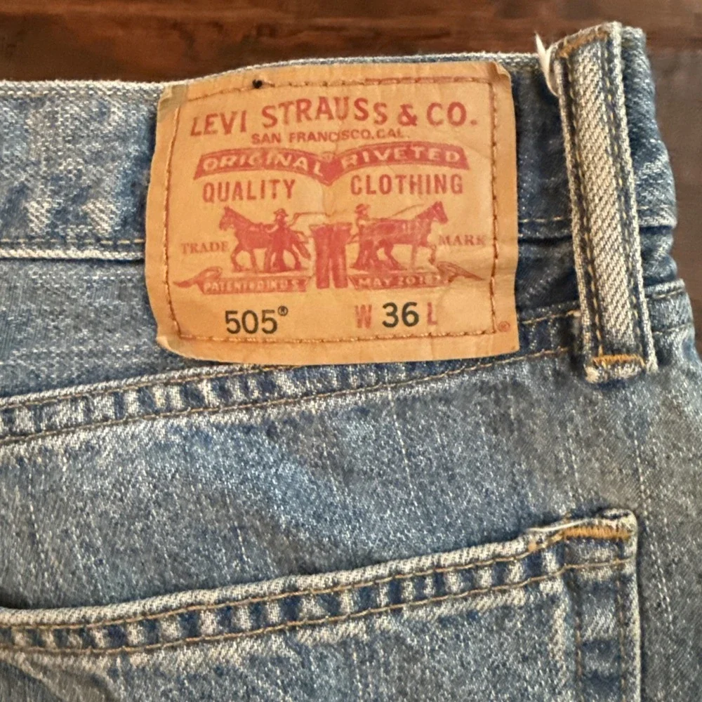 Levis 505 Straight Fit Denim Shorts Size 36 Inseam 9.5